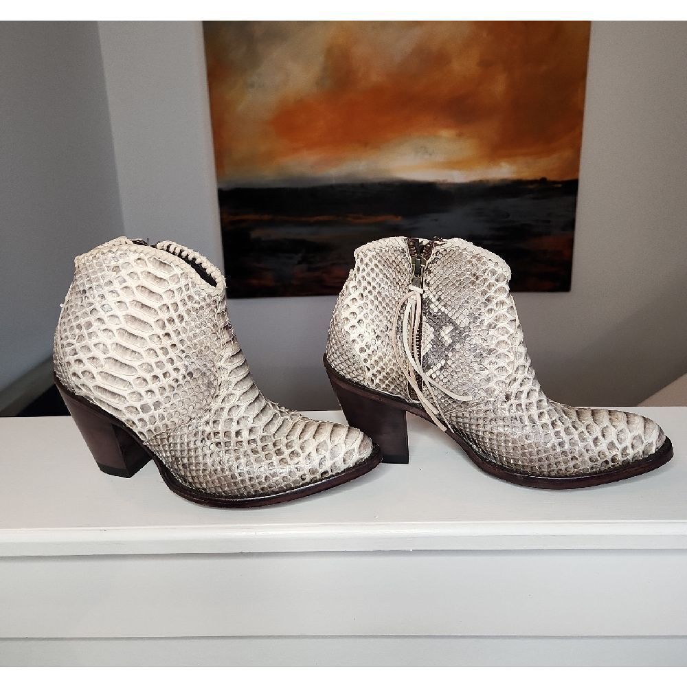 Azulado Python Snakeskin Western Style Ankle Boot… - image 3